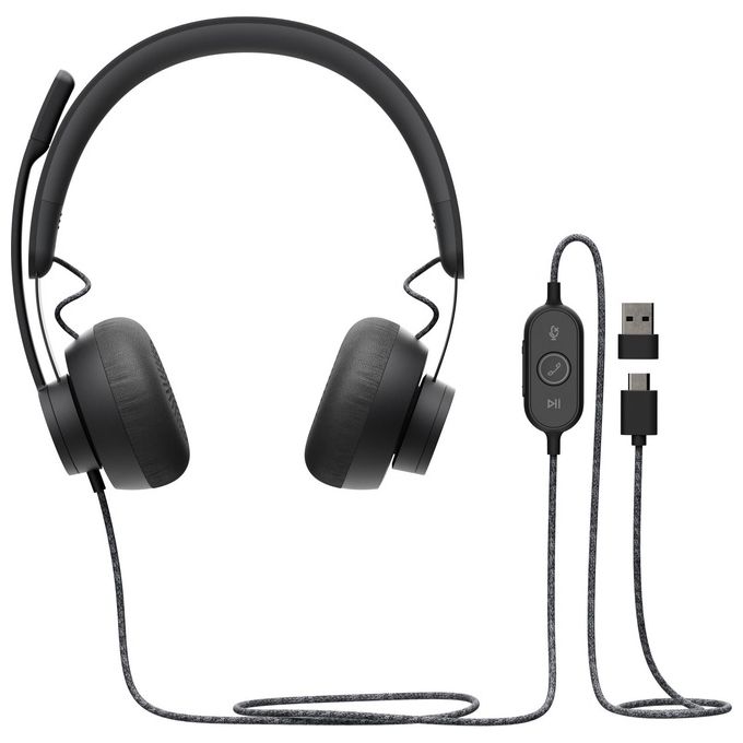 Logitech Zone Wired UC Cuffia Padiglione auricolare Usb Tipo-C  Nero