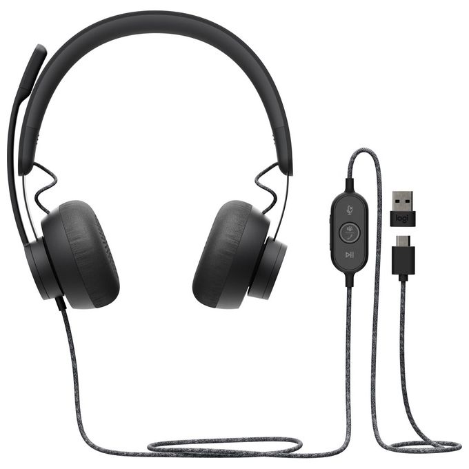 Logitech Zone Wired Teams Cuffia Padiglione Auricolare Usb Tipo-C Nero