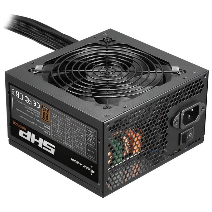 Sharkoon SHP-BRONZE-500W Alimentatore 500W 80Plus Bronze Ryzen Compatibile 120mm Low Noise Fan