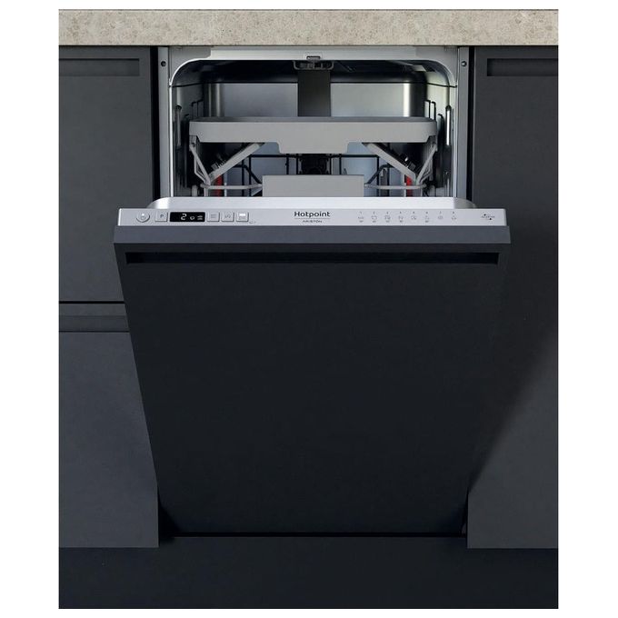Hotpoint HSIC 3T127 C Lavastoviglie Slim da incasso a Scomparsa Totale 10 Coperti Classe Energetica E 9 programmi Terzo cesto Cesti Flexiload Dual Wash 44.8cm Argento
