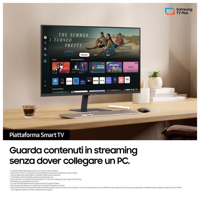 Samsung Smart Monitor M5  S27DM500 Nero - 27'' Display VA, FHD (1920 x 1080), 60Hz, 4ms, Inclinabile, 2 x HDMI (1.4), 2 x USB-A, Smart TV, Gaming Hub