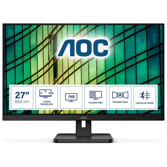 AOC Monitor 27'' LED IPS Essential-Line 27E2QAE 1920 x 1080 Full HD Tempo di Risposta 4 ms