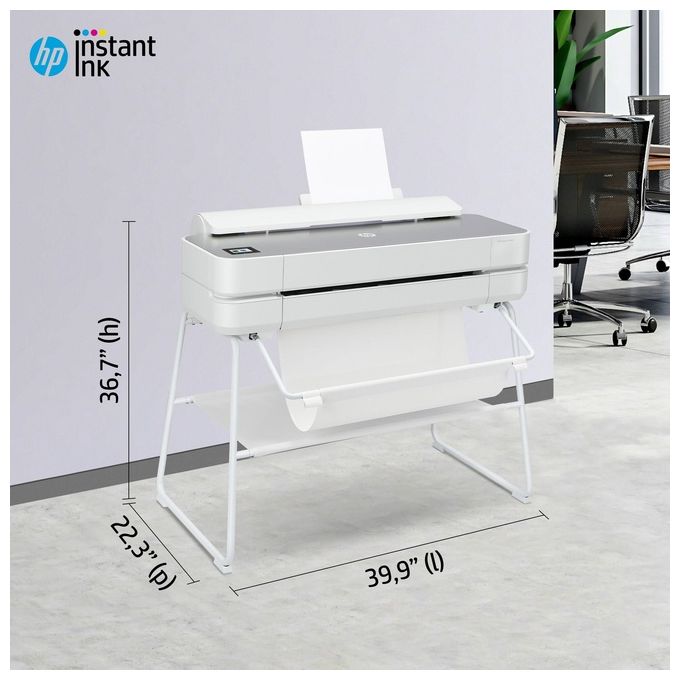 HP Designjet Impresora Studio Steel De 24'' Stampante Grandi Formati Getto Termico d'Inchiostro a Colori 2400x1200 Dpi 610x1897mm Collegamento Ethernet Lan Wi-fi