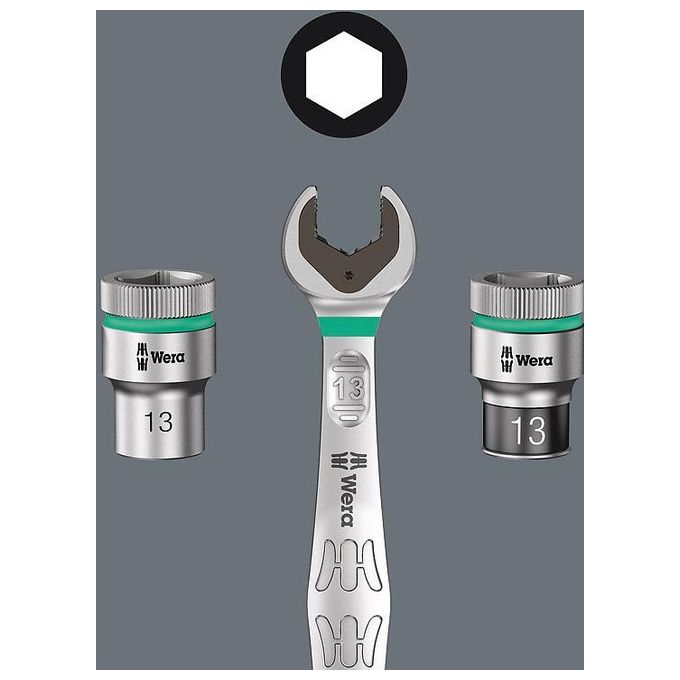 Wera 8100 SA 11 Set Cricchetto Zyklop Metal con Levetta per Invertire la Rotazione Attaco da 1-4'' in Pollici 28 Pezzi