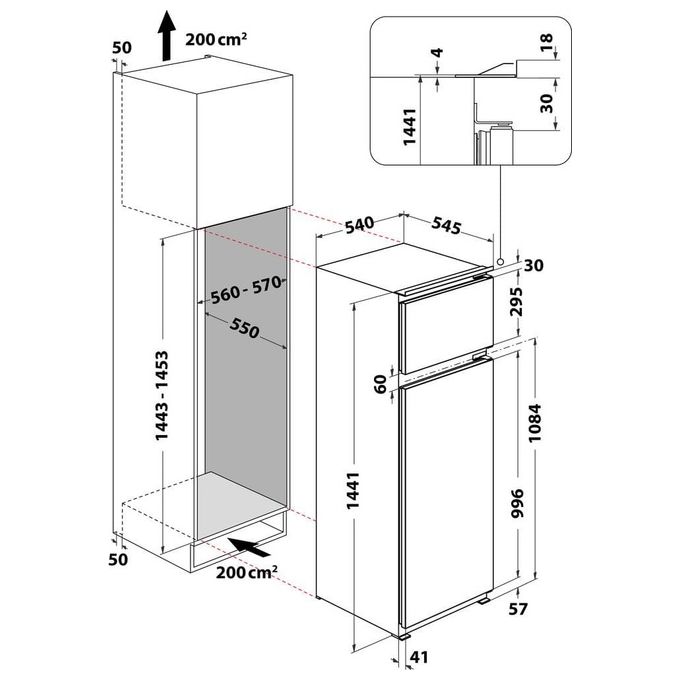 Hotpoint BD 2422 S-HA 1 Frigorifero Doppia Porta da Incasso 218 Litri Classe energetica F Guarnizione Antimuffa 144.1 cm Acciaio Inossidabile