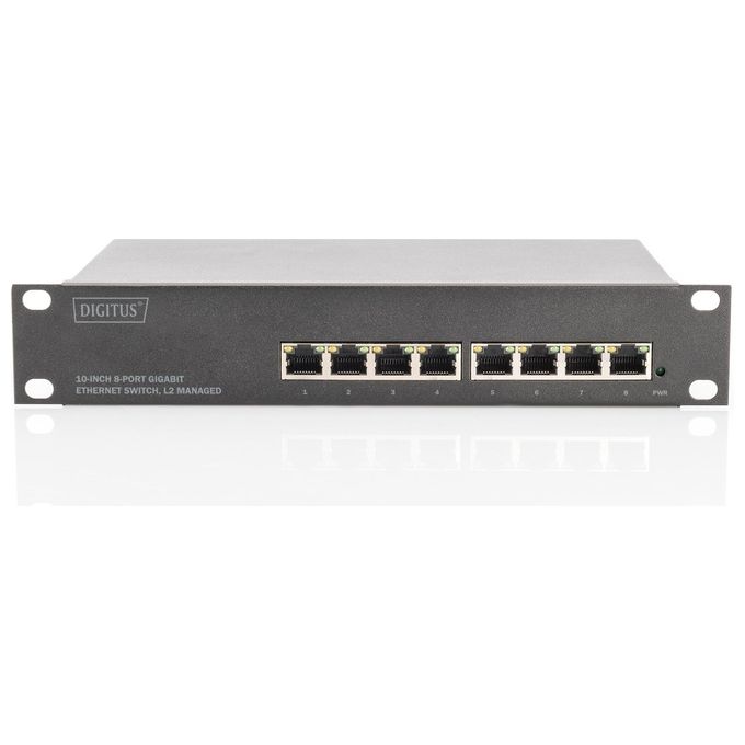 Digitus Switch Gigabit Ethernet da 8 Porte a 10'' Gestito L2+ Nero