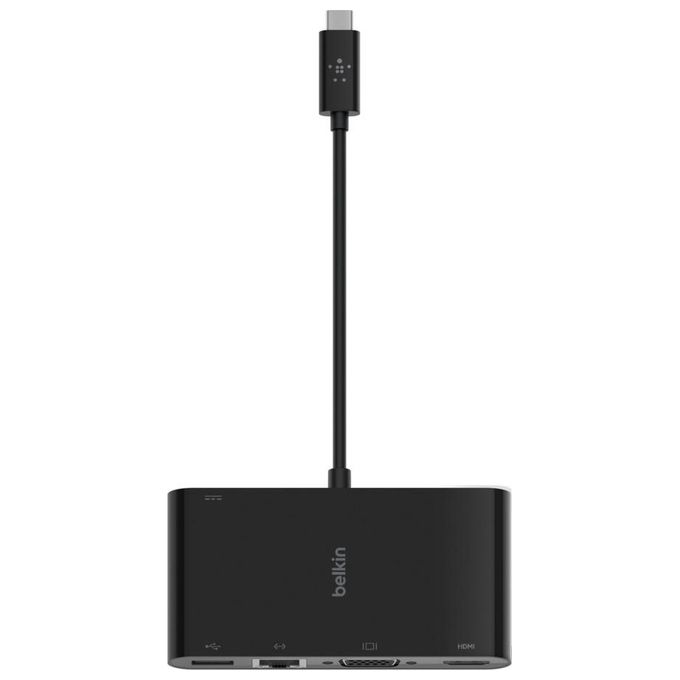 Belkin Multimediale USB-C Adattatore con Porte VGA HDMI 4K USB 3.0 ed Ethernet Alimentazione Passante da 100W