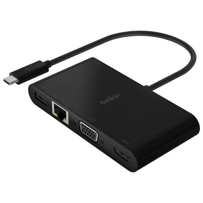 Belkin Multimediale USB-C Adattatore con Porte VGA HDMI 4K USB 3.0 ed Ethernet Alimentazione Passante da 100W
