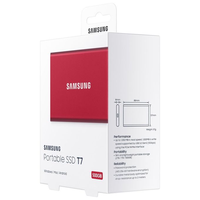 Samsung MU-PC500R Ssd Esterno Portatile 500Gb Rosso