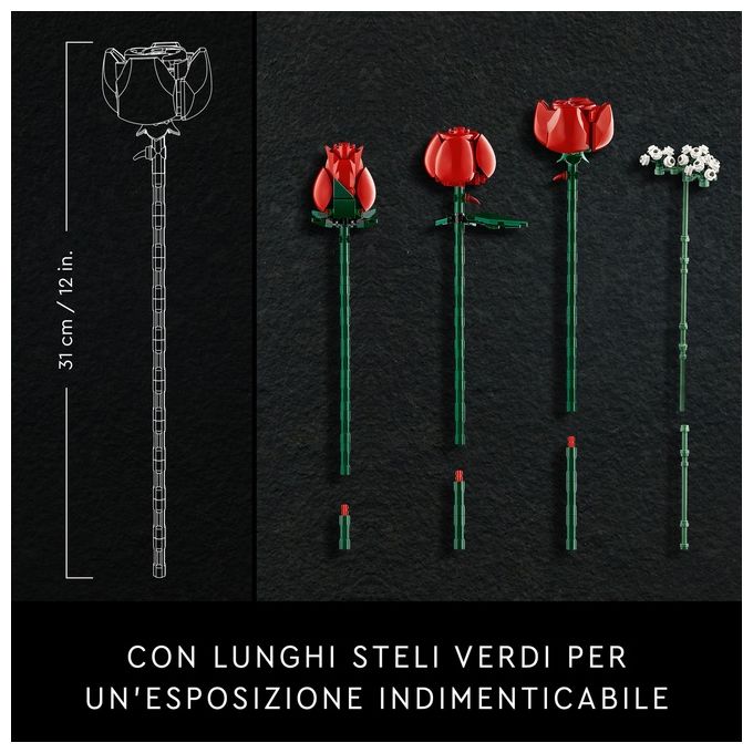 LEGO Icons 10328 Bouquet di Rose, Set Fiori Finti per Adulti, Decorazione Casa, Idea Regalo per Lei o Lui, Collezione Botanica