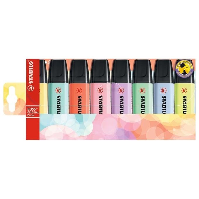Evidenziatore - STABILO BOSS ORIGINAL Pastel - Astuccio da 8 - Colori assortiti