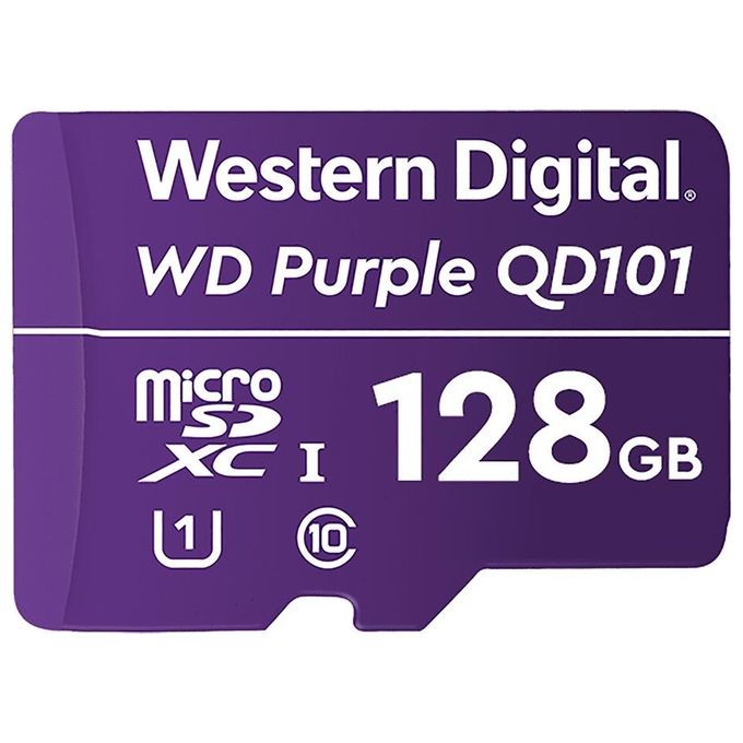 Western Digital WD Purple SC QD101 WDD128G1P0C Scheda di Memoria Flash 128Gb UHS-I U1 - Class10 UHS-I microSDXC Viola