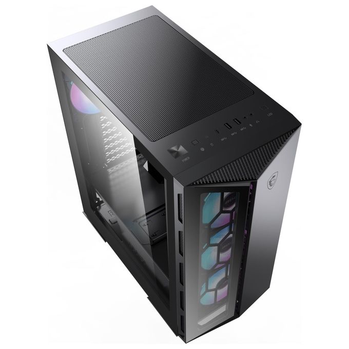 MSI MPG GUNGNIR 110R Mid-Tower Case PC Gaming (nero, 4 x 120 mm Ventole ARGB, USB 3.2 Gen2 Type-C, Pannello in vetro temperato, Filtro antipolvere magnetico, Mystic Light RGB, ATX, m-ATX, Mini-ITX)