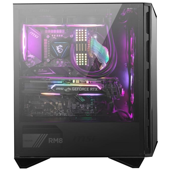 MSI MPG GUNGNIR 110R Mid-Tower Case PC Gaming (nero, 4 x 120 mm Ventole ARGB, USB 3.2 Gen2 Type-C, Pannello in vetro temperato, Filtro antipolvere magnetico, Mystic Light RGB, ATX, m-ATX, Mini-ITX)