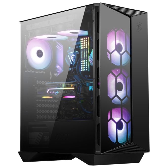 MSI MPG GUNGNIR 110R Mid-Tower Case PC Gaming (nero, 4 x 120 mm Ventole ARGB, USB 3.2 Gen2 Type-C, Pannello in vetro temperato, Filtro antipolvere magnetico, Mystic Light RGB, ATX, m-ATX, Mini-ITX)