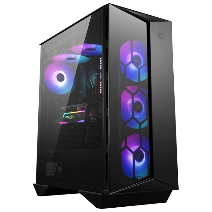 MSI MPG GUNGNIR 110R Mid-Tower Case PC Gaming (nero, 4 x 120 mm Ventole ARGB, USB 3.2 Gen2 Type-C, Pannello in vetro temperato, Filtro antipolvere magnetico, Mystic Light RGB, ATX, m-ATX, Mini-ITX)