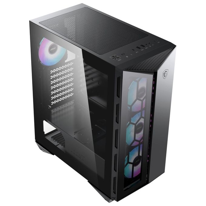 MSI MPG GUNGNIR 110R Mid-Tower Case PC Gaming (nero, 4 x 120 mm Ventole ARGB, USB 3.2 Gen2 Type-C, Pannello in vetro temperato, Filtro antipolvere magnetico, Mystic Light RGB, ATX, m-ATX, Mini-ITX)