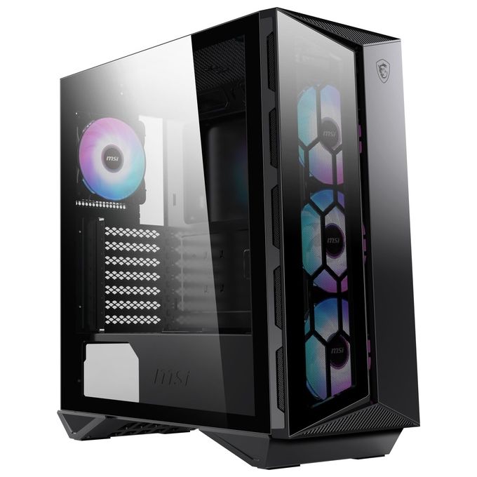 MSI MPG GUNGNIR 110R Mid-Tower Case PC Gaming (nero, 4 x 120 mm Ventole ARGB, USB 3.2 Gen2 Type-C, Pannello in vetro temperato, Filtro antipolvere magnetico, Mystic Light RGB, ATX, m-ATX, Mini-ITX)