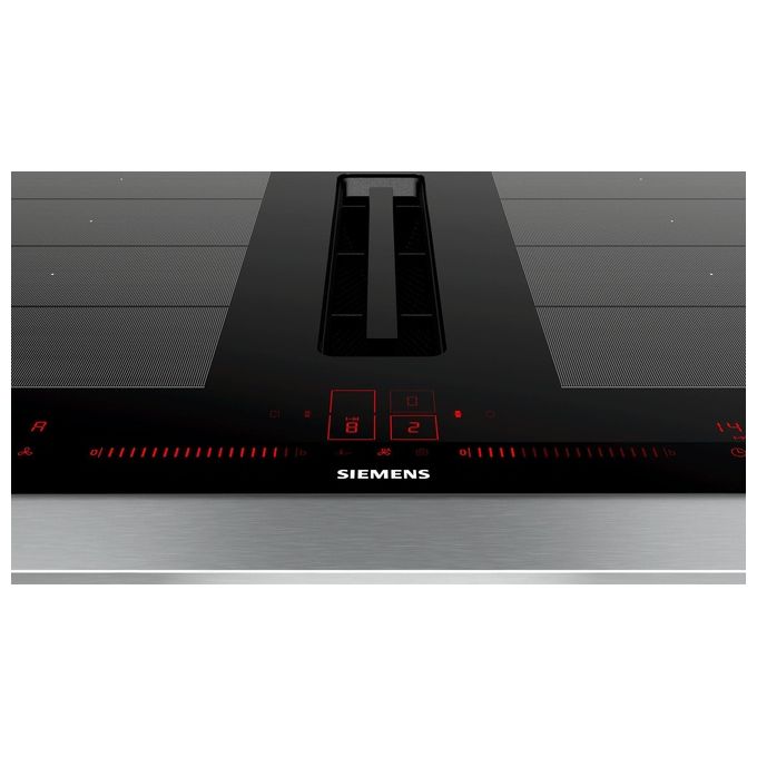 Siemens EX875LX67E Piano Cottura a Induzione in Vetroceramica con Cappa Integrata 4 Zone flexInduction Home Connect powerMove Plus 80 cm Nero