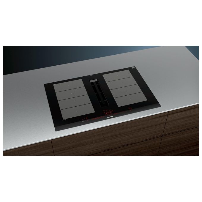 Siemens EX875LX67E Piano Cottura a Induzione in Vetroceramica con Cappa Integrata 4 Zone flexInduction Home Connect powerMove Plus 80 cm Nero