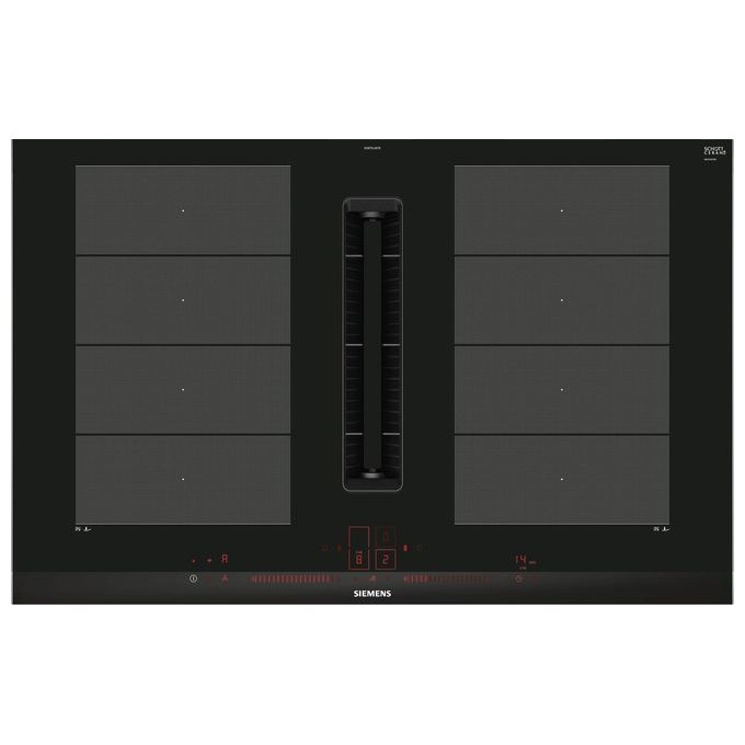 Siemens EX875LX67E Piano Cottura a Induzione in Vetroceramica con Cappa Integrata 4 Zone flexInduction Home Connect powerMove Plus 80 cm Nero