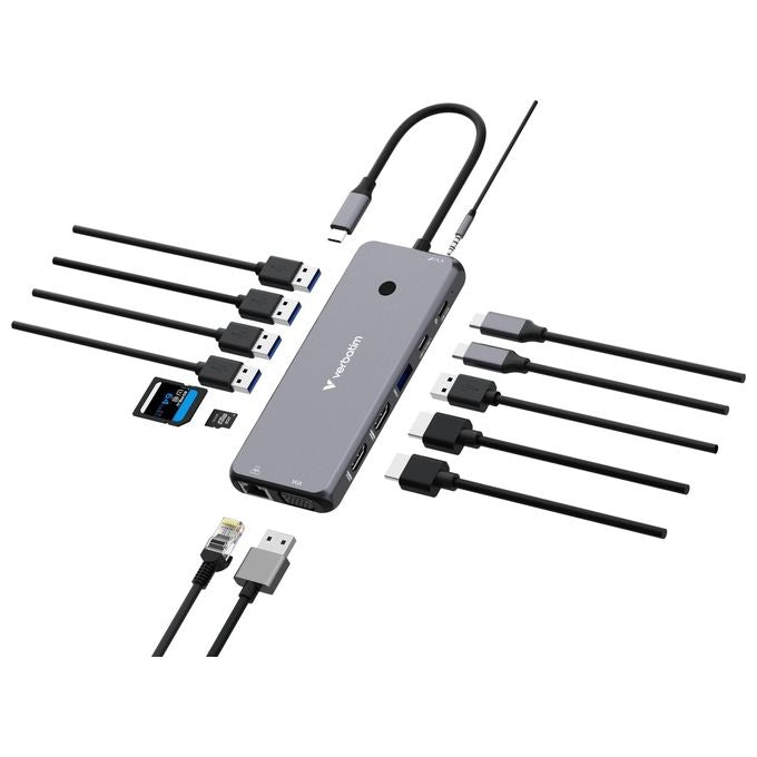 Verbatim CMH-14 Multiport Hub 14 Porte USB tipo-C 5000 Mbit-s Argento