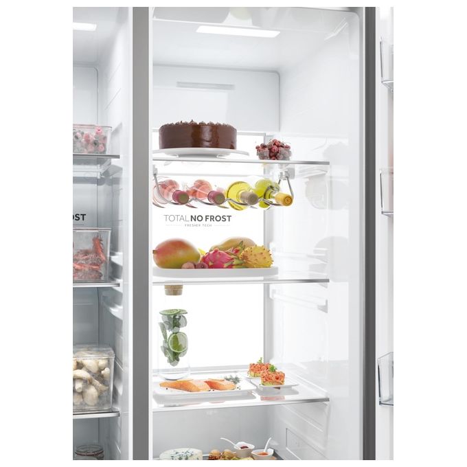 Haier HSW79F18ANMM Frigorifero Americano Side by Side Capacita' 611 Litri Classe energetica A Raffreddamento No Frost colore Inox