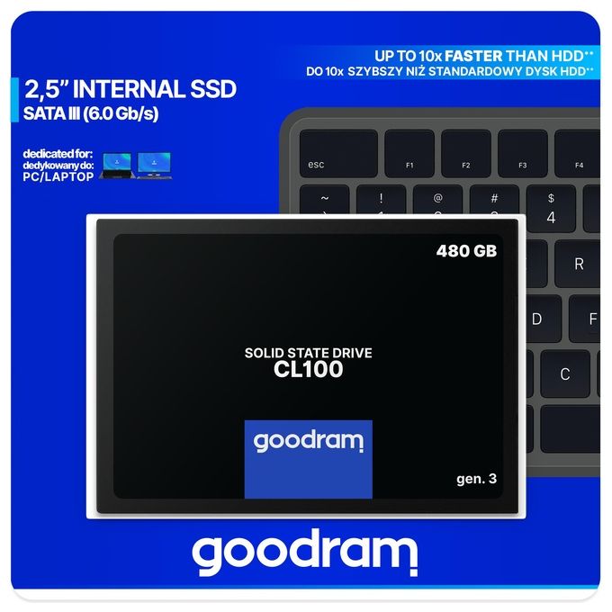 Goodram CL100 Gen 3 2.5'' Ssd 480Gb Serial ATA III 3D TLC NAND