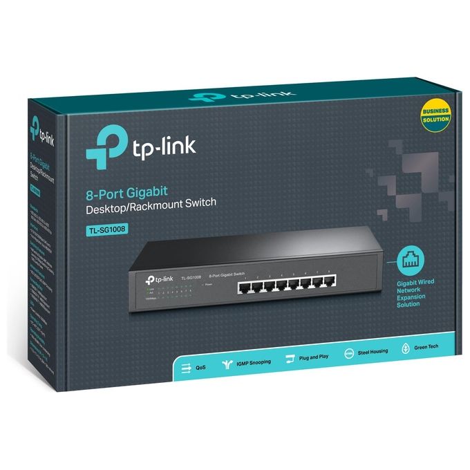 TP-LINK 8-port Gigabit Switch 8 10-100-1000m Rj45 Rm 1u