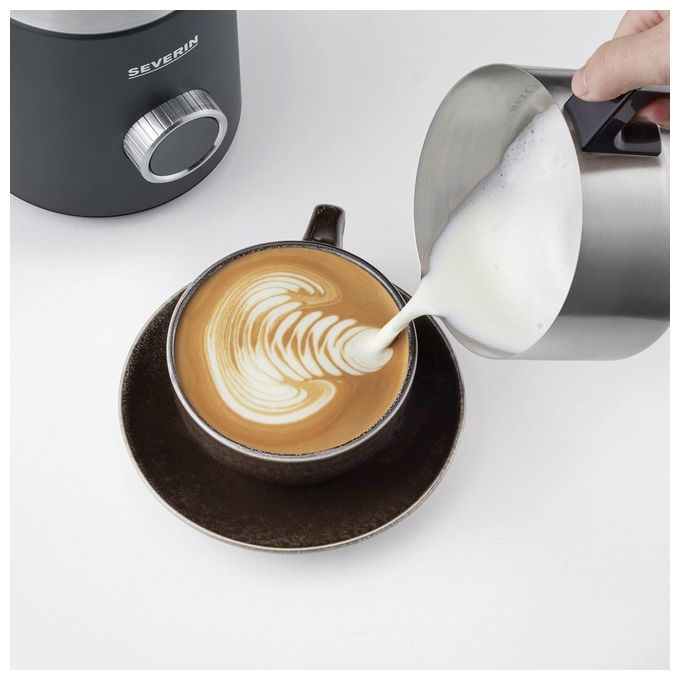 Severin Spuma 700 Plus Schiumatore per Latte Automatico Nero-Acciaio Inossidabile