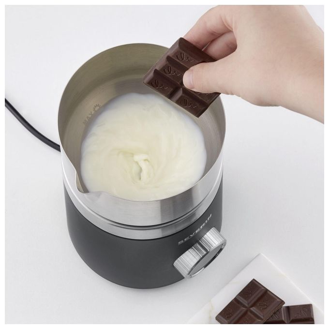 Severin Spuma 700 Plus Schiumatore per Latte Automatico Nero-Acciaio Inossidabile