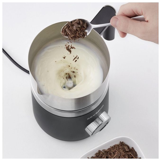 Severin Spuma 700 Plus Schiumatore per Latte Automatico Nero-Acciaio Inossidabile