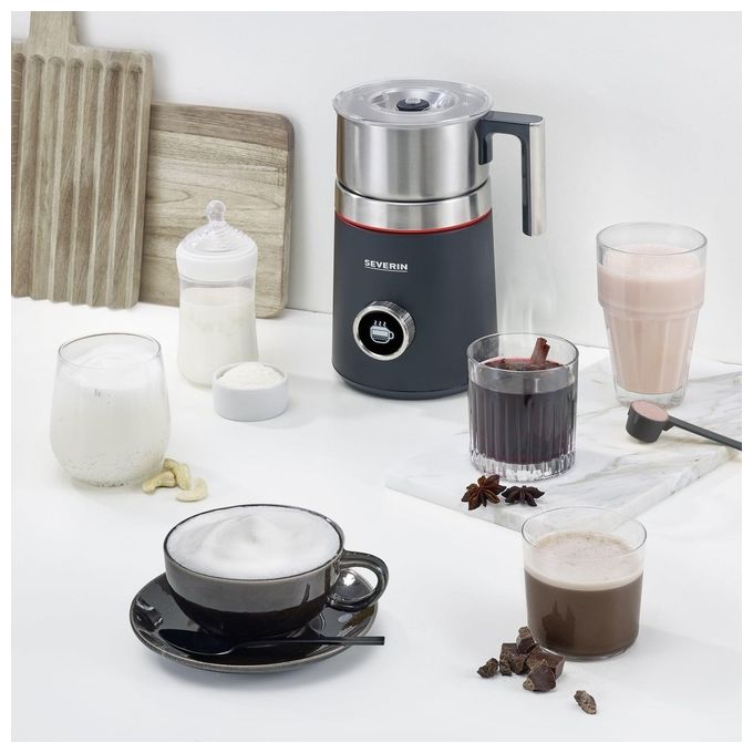 Severin Spuma 700 Plus Schiumatore per Latte Automatico Nero-Acciaio Inossidabile