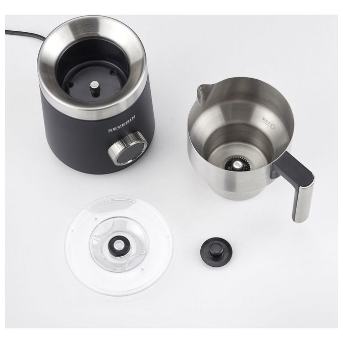 Severin Spuma 700 Plus Schiumatore per Latte Automatico Nero-Acciaio Inossidabile