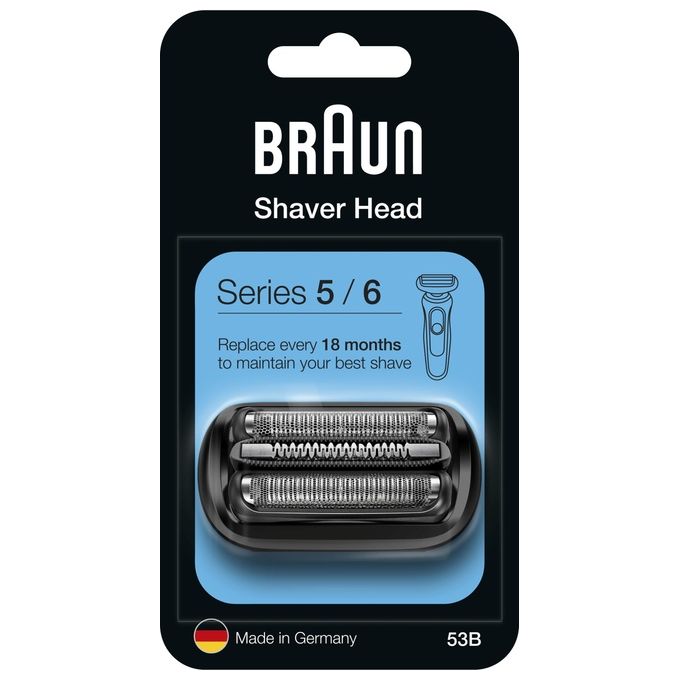 Braun Series 5 53B Testina di Ricambio per Rasoio Elettrico Uomo Compatibile con i Rasoi Series 5 e Series 6 Nero
