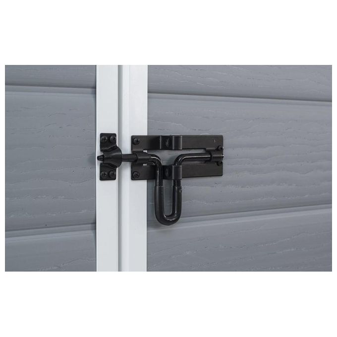 Keter K203521 Manor 6x5 Casetta da Giardino in Resina Doppia Porta Finestra Laterale Pavimento Incluso 185x152x226 cm colore Grigio