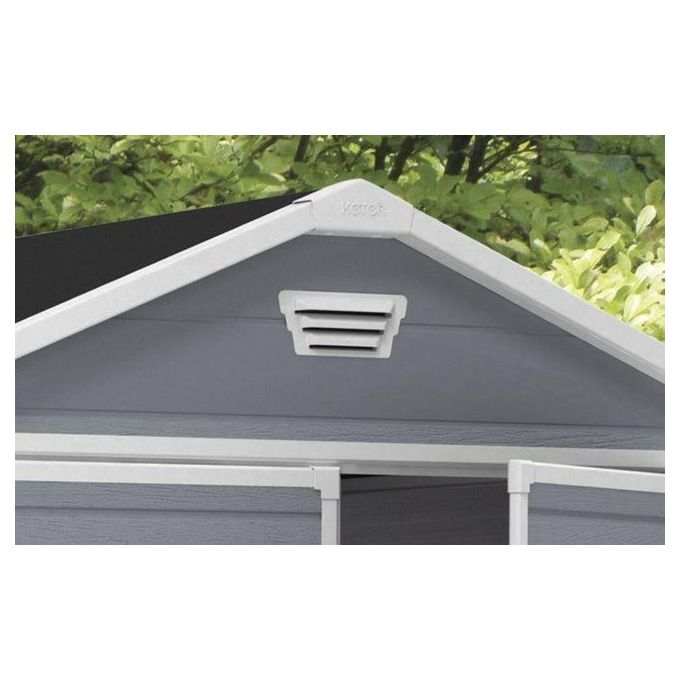 Keter K203521 Manor 6x5 Casetta da Giardino in Resina Doppia Porta Finestra Laterale Pavimento Incluso 185x152x226 cm colore Grigio