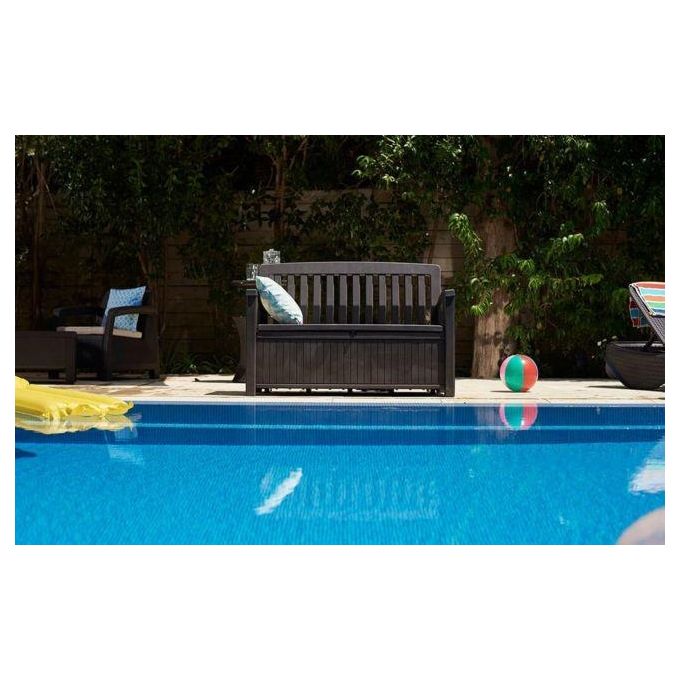 Keter K234093 Patio Storage Bench Cassapanca da Esterno in Resina 227 Lt 2 Posti 132,7x61,2x89,5 cm colore Grafite