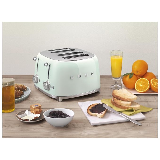 Smeg TSF03PGEU Estetica 50's Style Tostapane 4 Fette 6 Livelli di Doratura Verde Pastello