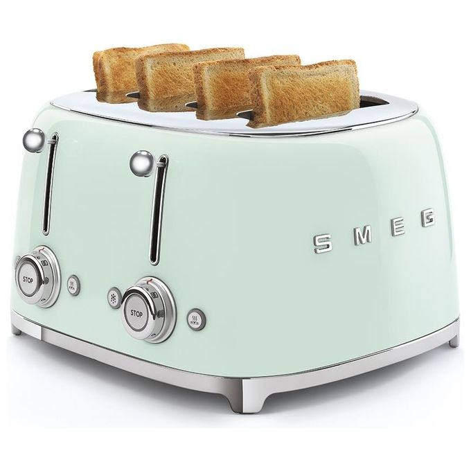 Smeg TSF03PGEU Estetica 50's Style Tostapane 4 Fette 6 Livelli di Doratura Verde Pastello
