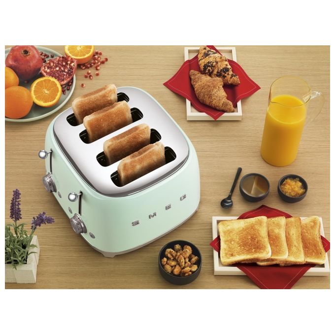 Smeg TSF03PGEU Estetica 50's Style Tostapane 4 Fette 6 Livelli di Doratura Verde Pastello