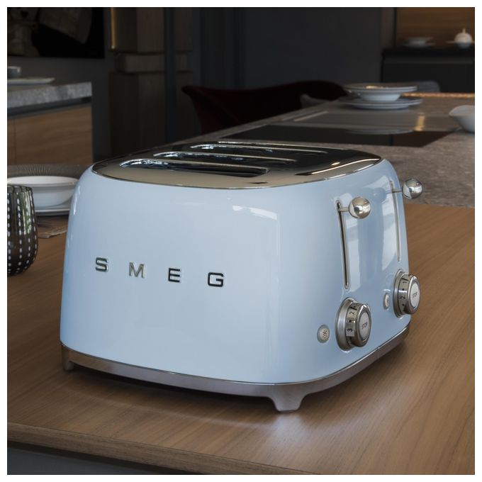 Smeg TSF03PBEU Estetica 50's Style Tostapane 4 Fette 6 Livelli di Doratura Azzurro