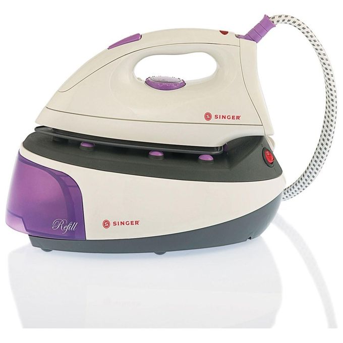 Singer SHG 2627 – Ferro da stiro a caldaia con ricarica continua, 2200 W (850 W ferro + 1350 W caldaia), serbatoio 0,8 L rimovibile, piastra in nano‑ceramic, getto vapore verticale-continuo, vapore pronto in 30 s, indicatore mancanza d’acqua, colore grigi