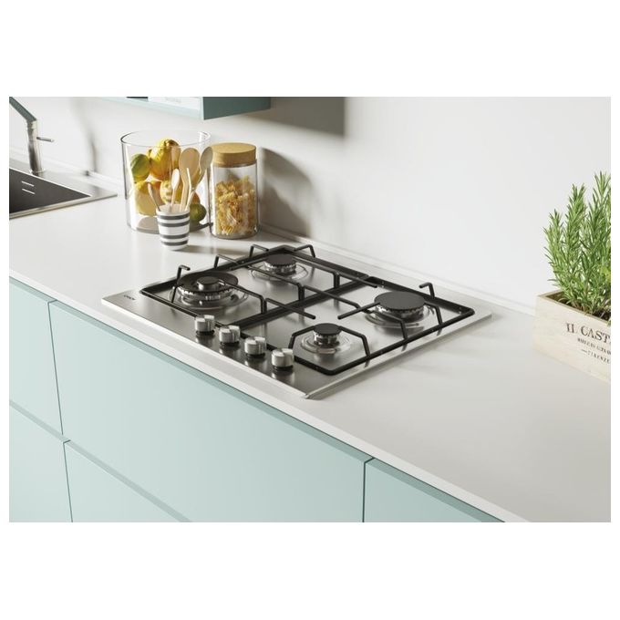 Candy CHW6BF4WPX Piano Cottura a Gas 4 Zone 60 cm Acciaio Inox