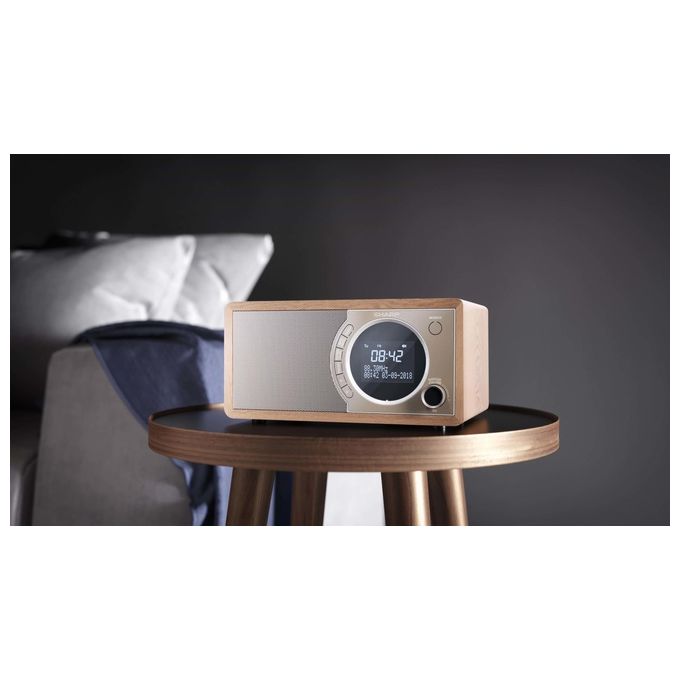 Sharp Radio Digitale Portatile con DAB-DAB+-FM Bluetooth 4.2 Marrone