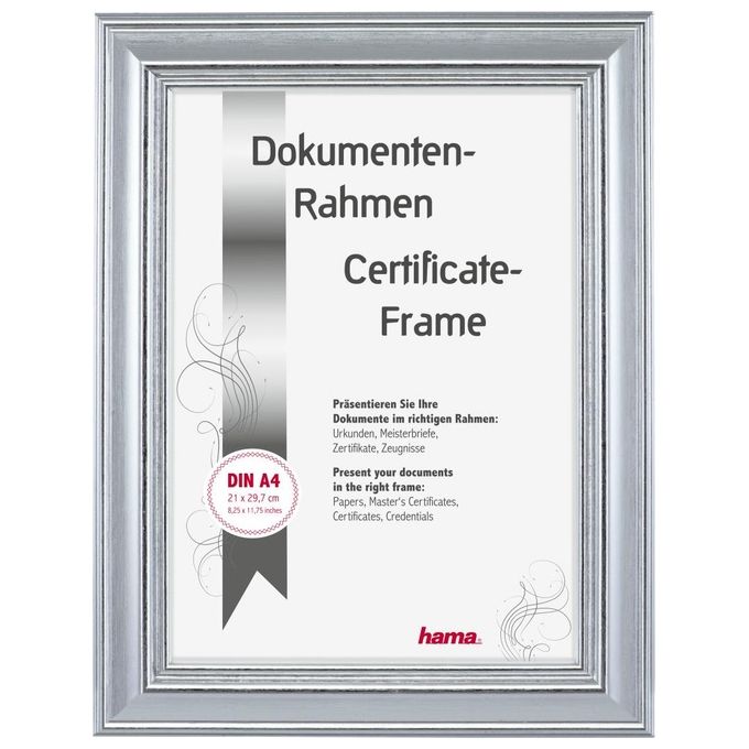 Hama Lobby Cornice Portafoto 21x297cm in Plastica DIN A4 Argento