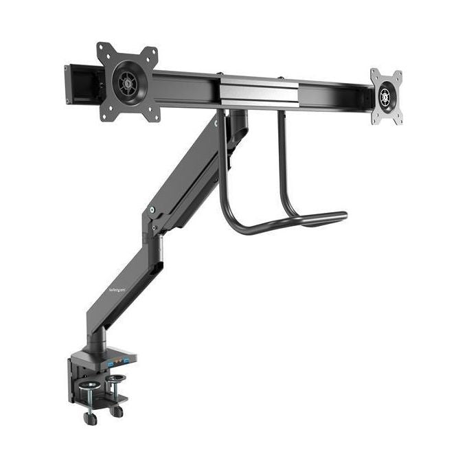 Startech.com Braccio per Doppio Monitor da Tavolo 2 Porte Usb 3.0 Supporto con Morsetto per Scrivania