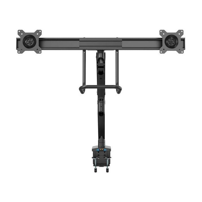 Startech.com Braccio per Doppio Monitor da Tavolo 2 Porte Usb 3.0 Supporto con Morsetto per Scrivania