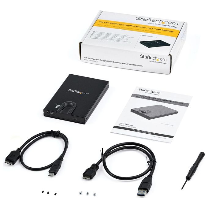 Startech.com Box Esterno Hard Disk con Crittografia Accesso Tramite Impronta Digitale per Unita' Sata da 25
