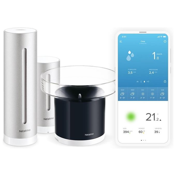Netatmo Stazione Meteo Intelligente con Pluviometro Integrato Wi-Fi per Monitoraggio Weather Home